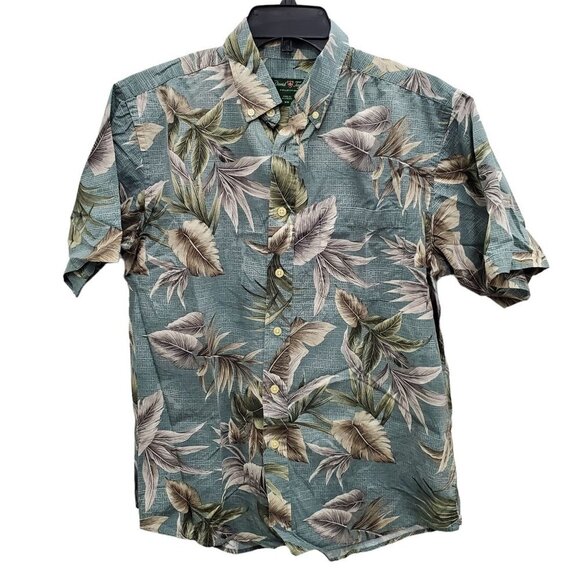 David Taylor Men's Seafoam Tropical Hawaiian Aloha Button Front‎ Shirt Size M - Picture 1 of 5